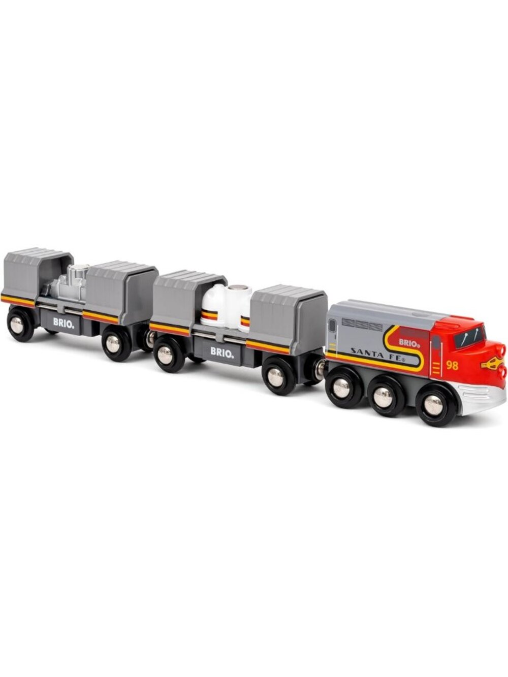 Wooden Toy Train Set - Santa Fe Train for Kids 3+ | Fun Educational Play